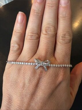 Brand New Bow Tennis Bracelet - Sparkling Silver Crystal